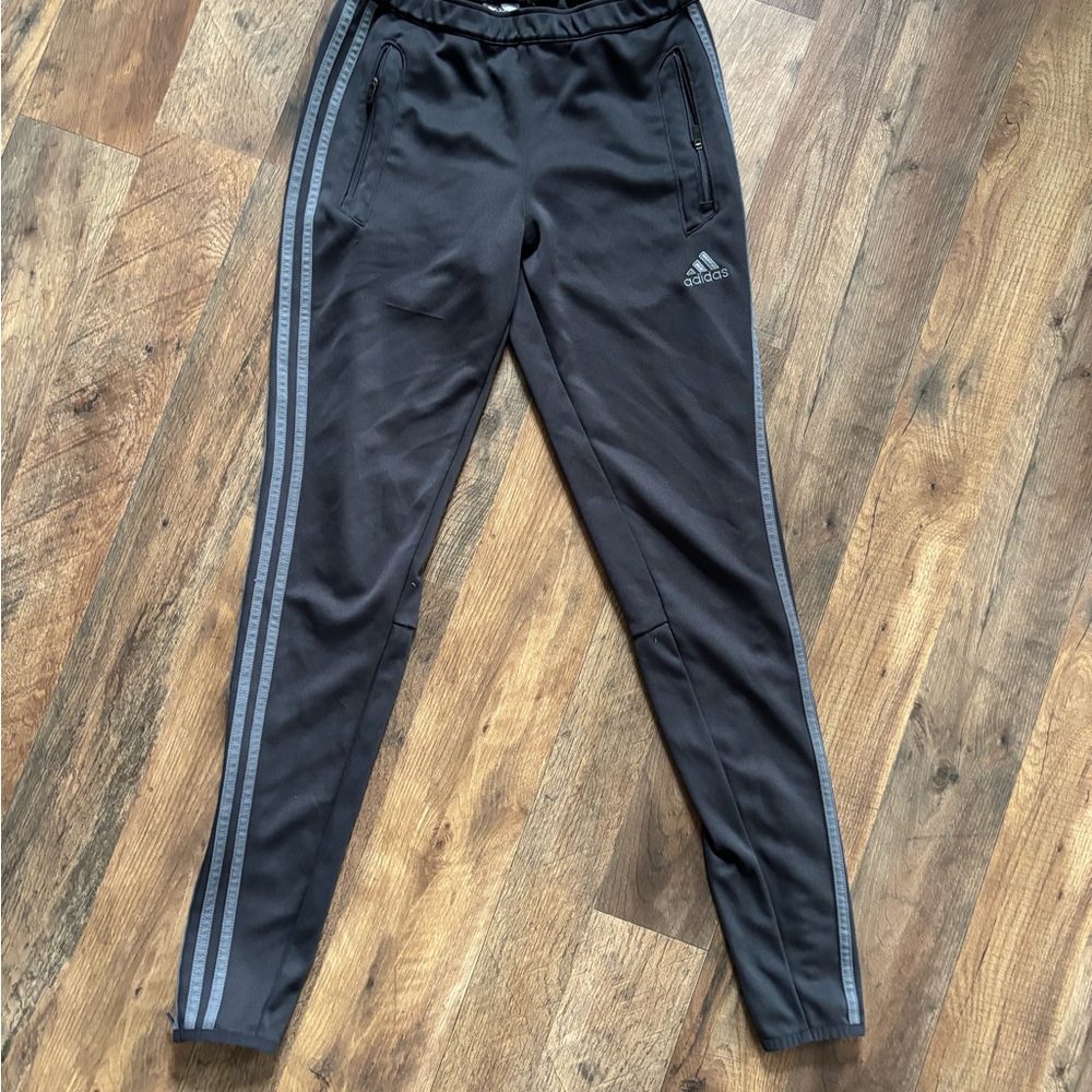 Adidas  Black Joggers with Gray Stripes